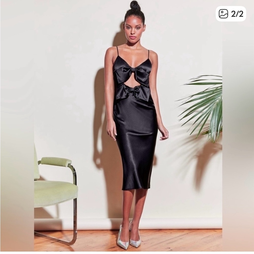 Fleur du Mal Silk Bow Slip Dress S